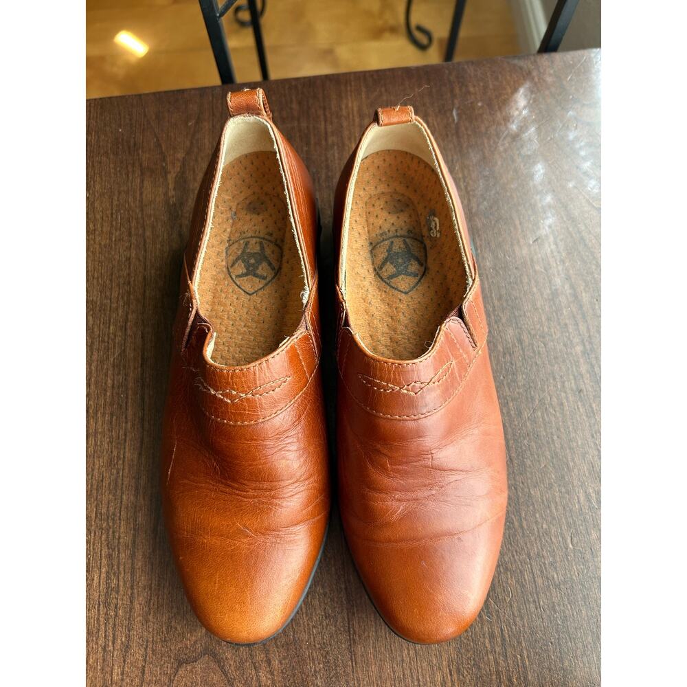 Women’s Ariat Paddock Brown Leather Comfort Clog Western Ankle Boots 6 B - Picture 4 of 10